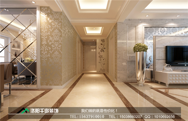 洛陽美景閣東戶143平米三室二廳現代簡約案例效果圖——入戶玄關