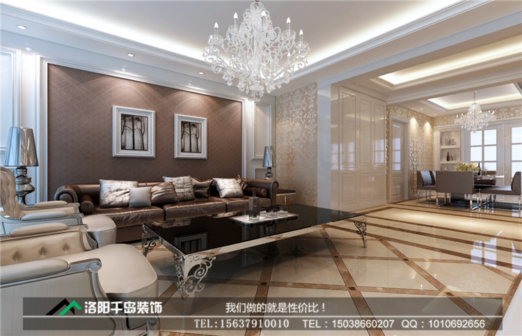 洛陽美景閣東戶143平米三室二廳現代簡約案例效果圖——客廳沙發背景墻